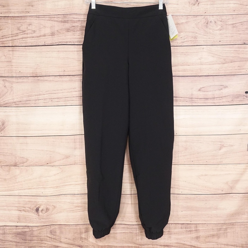 New! All In‎ Motion Pants Womens XS Black Lined Woven Jogger High-Rise Pockets